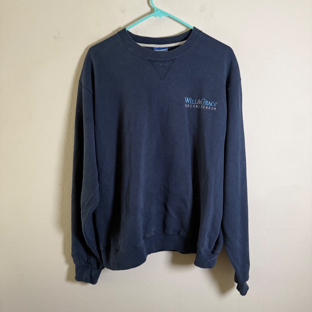 Vintage Champion Will & Grace Second Season Sweatshirt Mens Large Navy Blue TV L